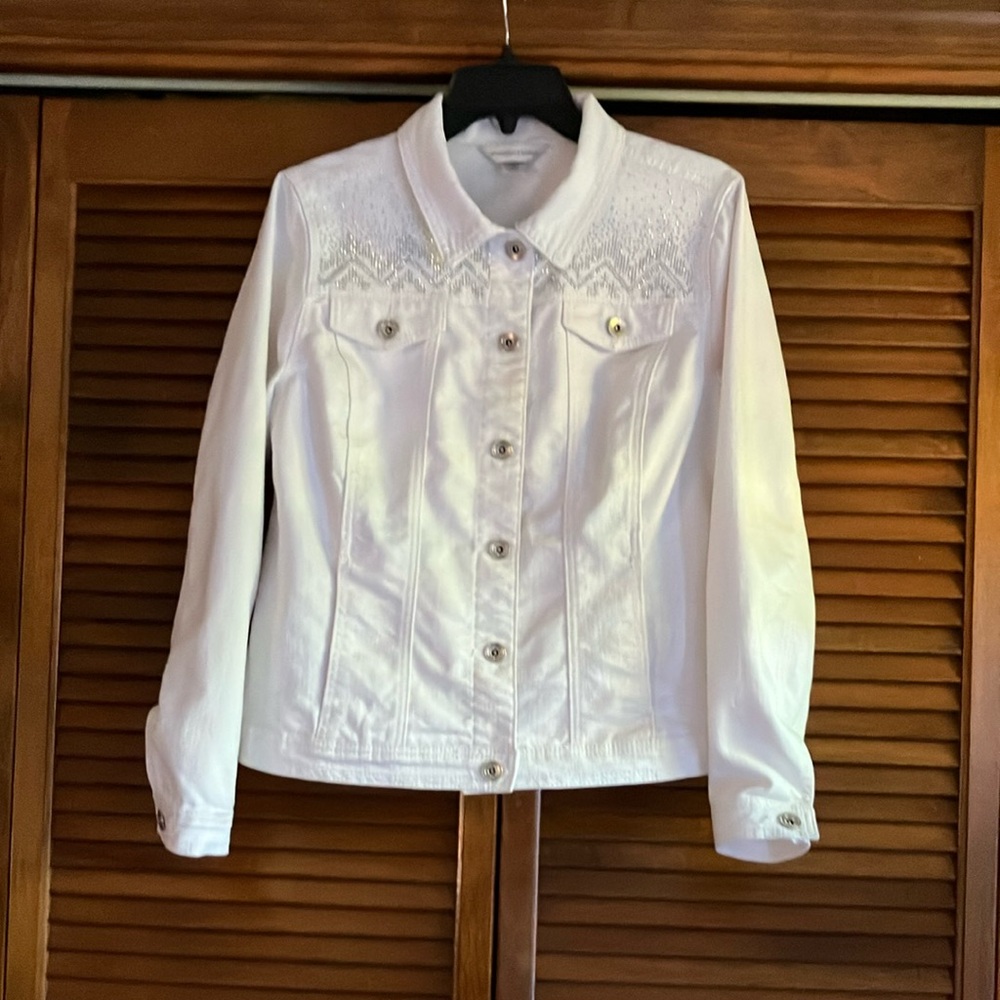 Christopher & Banks White Denim Jean Jacket Timeless Style